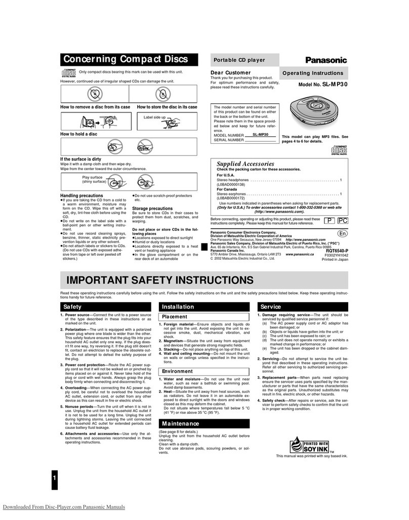 Panasonic SL-MP30 operating instructions