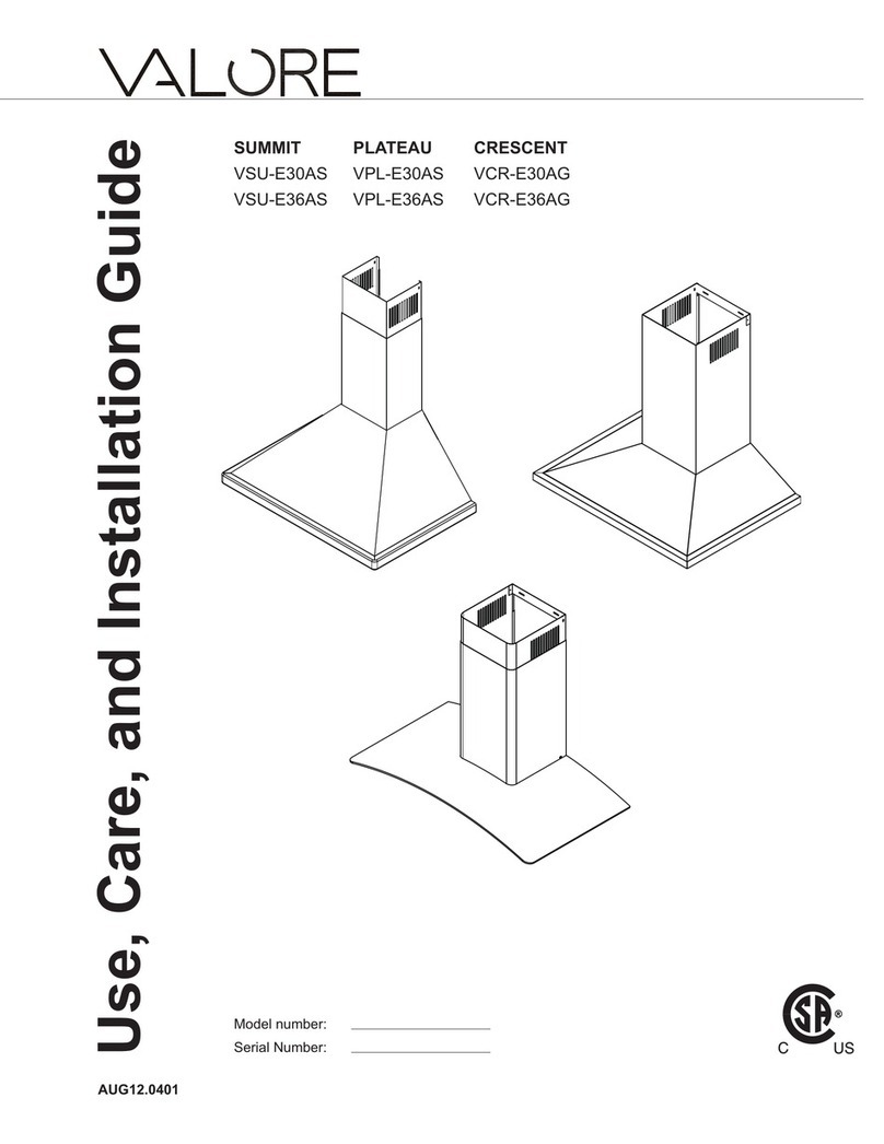 Valore VSU-E30AS Use, care and installation guide Valore VSU-E30AS Use, care and installation guide