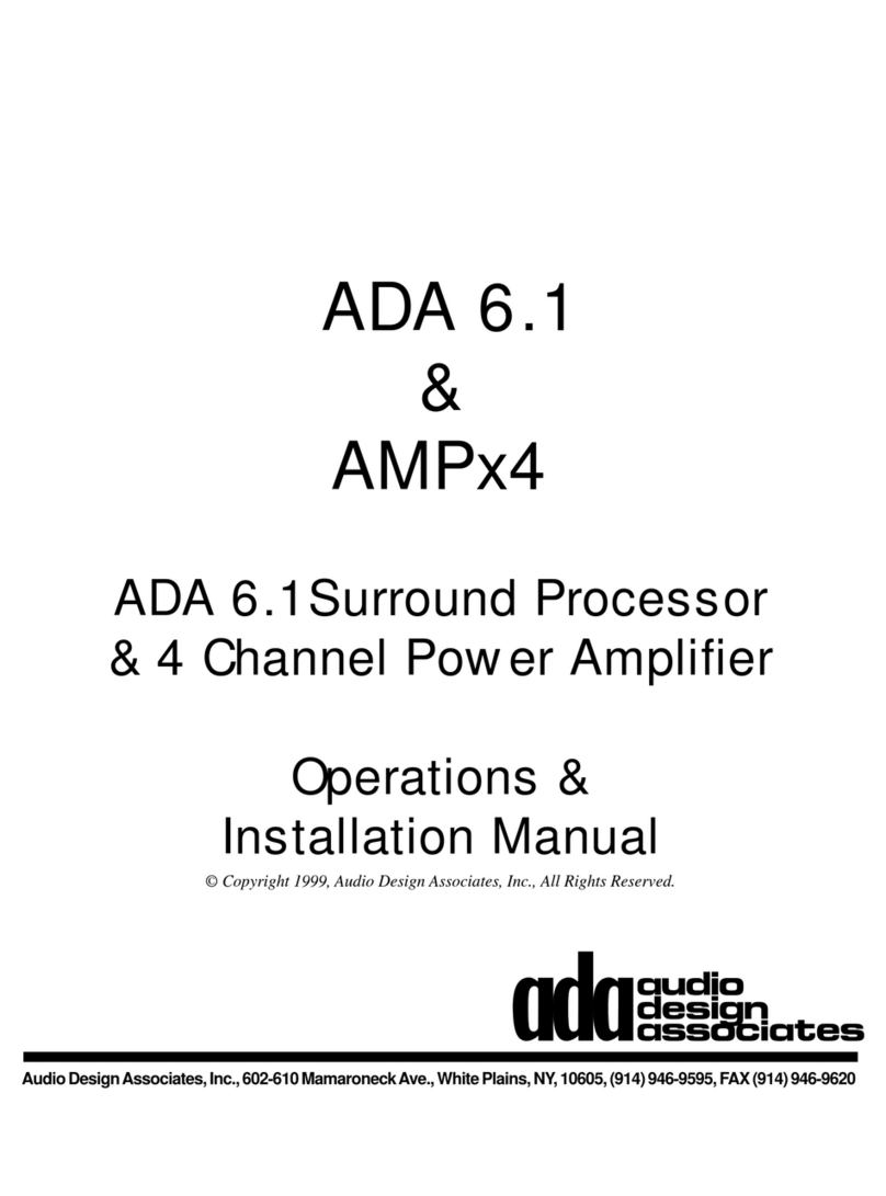 Audio Design Associates ADA 6.1 Operation & installation manual Audio Design Associates ADA 6.1 Operation & installation manual