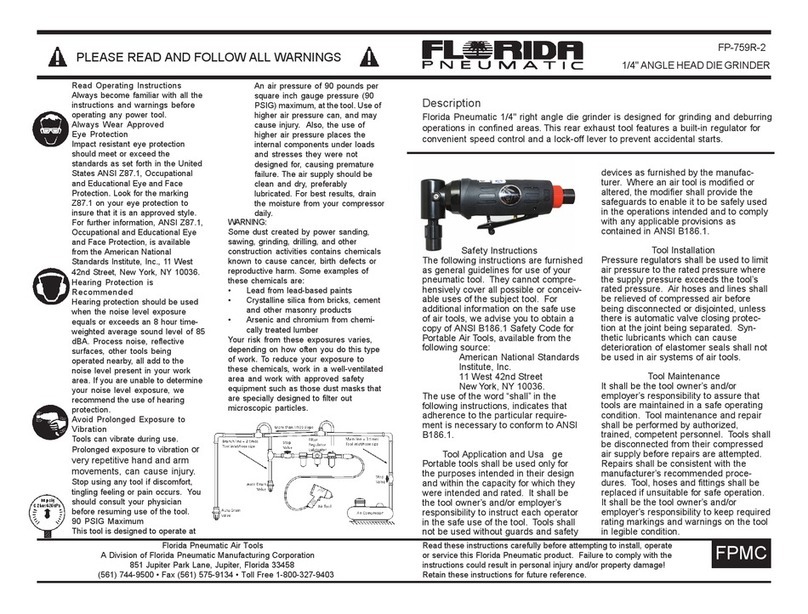 Florida Pneumatic FP-759R-2 operating instructions Florida Pneumatic FP-759R-2 operating instructions