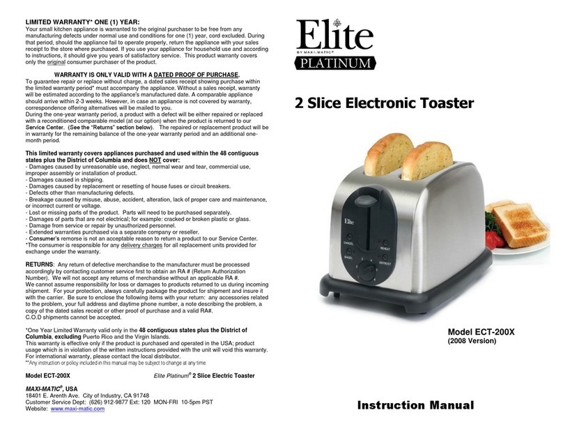Maxi-matic Elite Platinum ECT-200X instruction manual