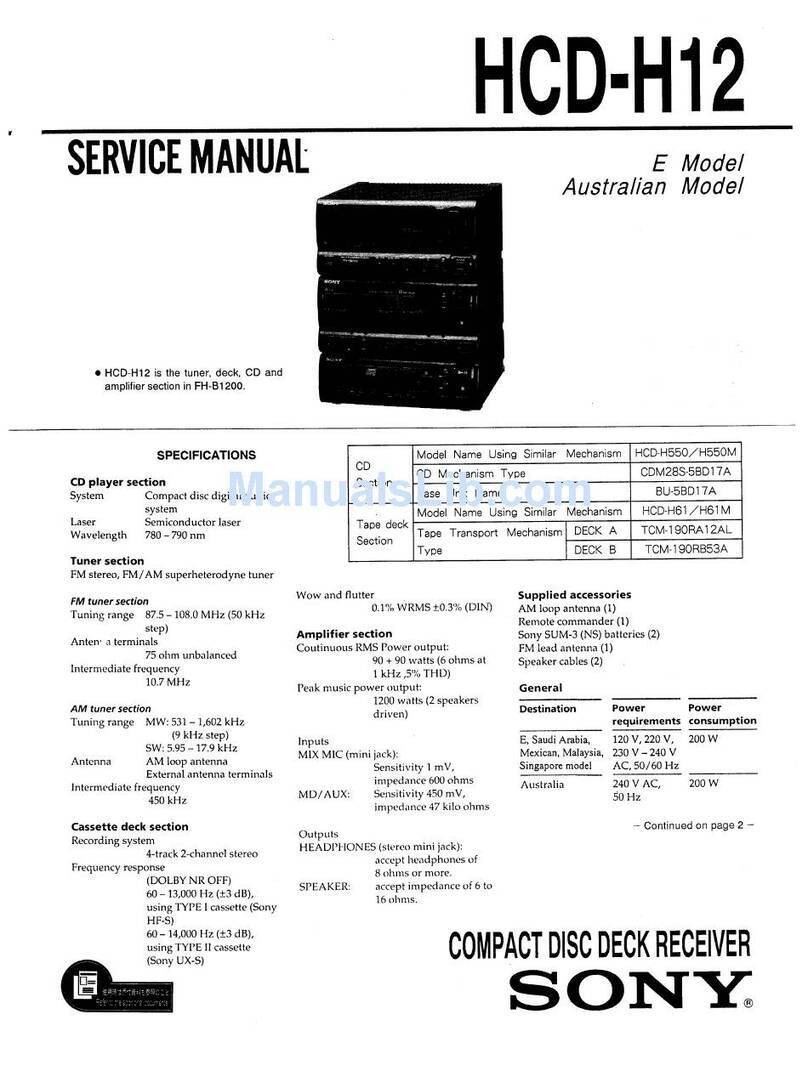 Sony HCD-H12 User manual
