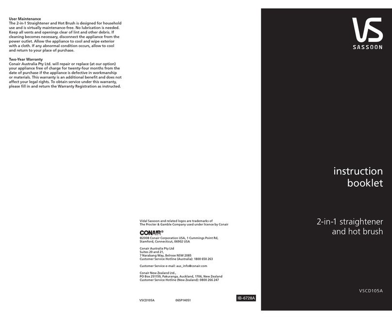 Vidal Sassoon VSCD105A Instruction booklet