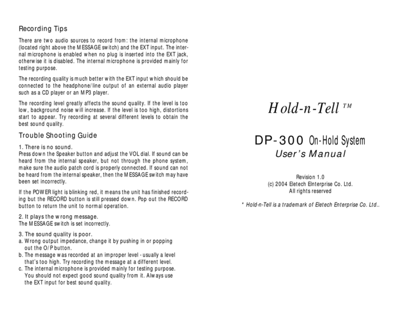 Eletech Hold-n-Tell DP-300 user manual