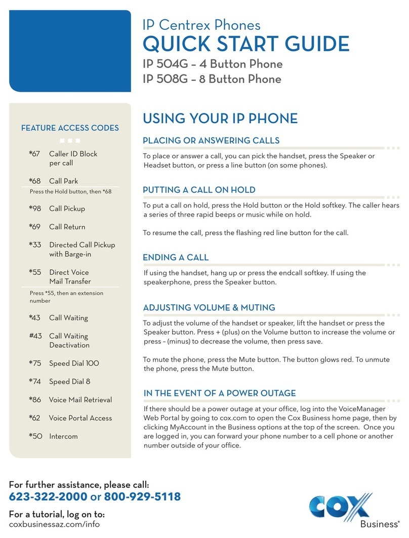 Centrex IP 504G quick start guide
