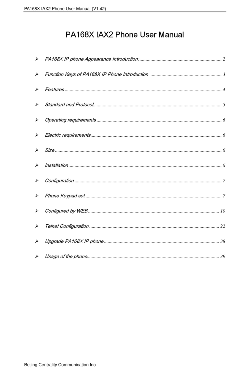 Centrality PA168X IAX2 user manual