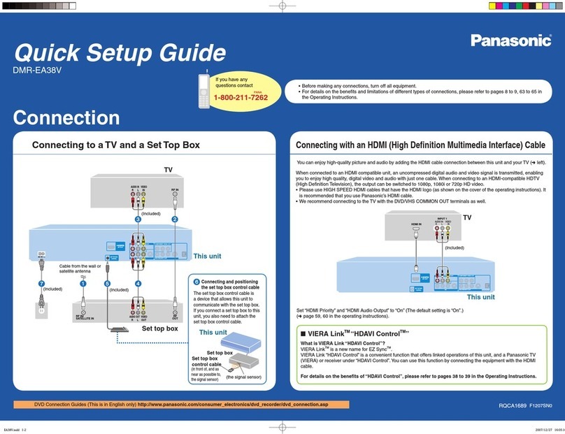 Panasonic DMREA38V - DVD RECORDER - MULTI LANGUAGE User manual