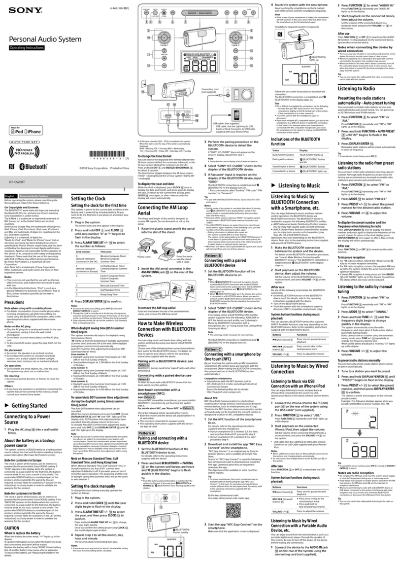 Sony ICF-CS20BT User manual