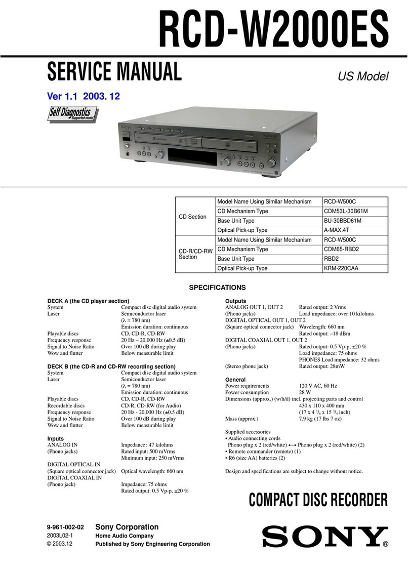 Sony RCD-W2000ES - Cd/cdr Recorder User manual