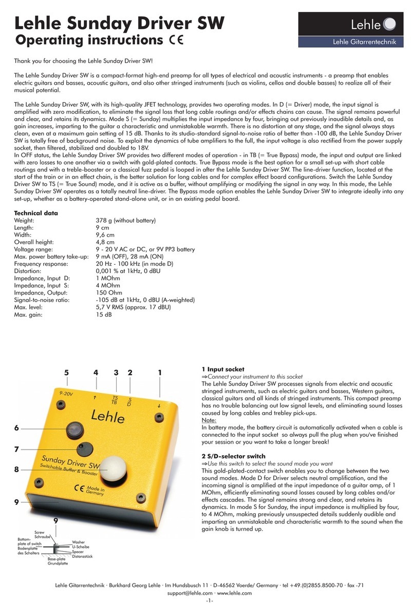 Lehle Sunday Driver SW operating instructions