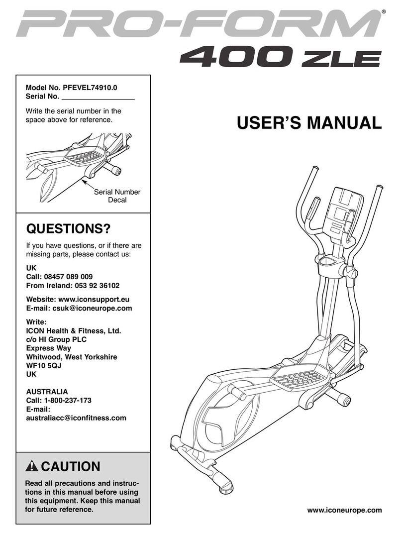 Pro-Form 400 ZLE PFEVEL74910.0 User manual