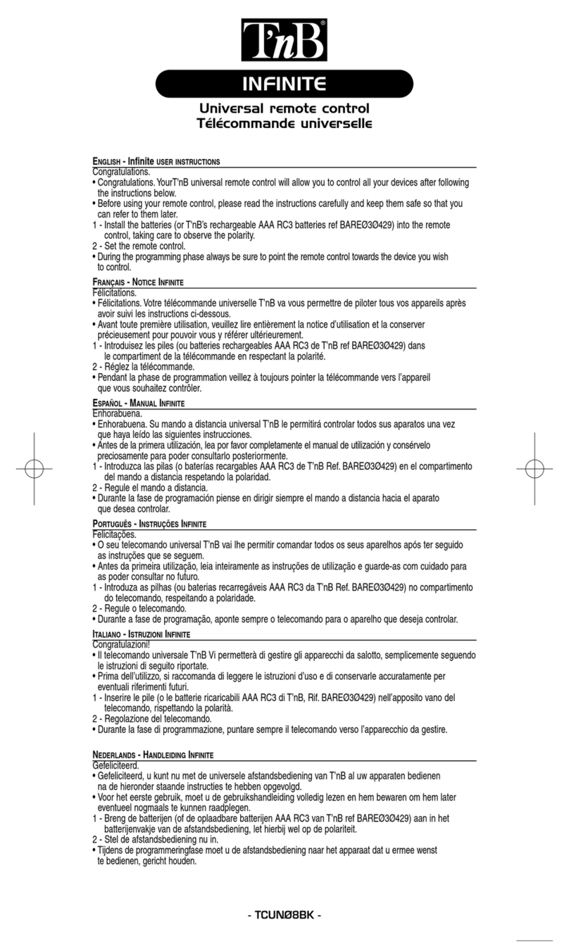 T'nB INFINITE TCUN08BK User instructions T'nB INFINITE TCUN08BK User instructions