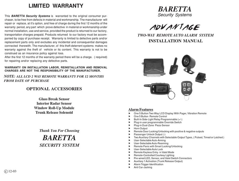 Baretta Security Systems Advantage installation manual