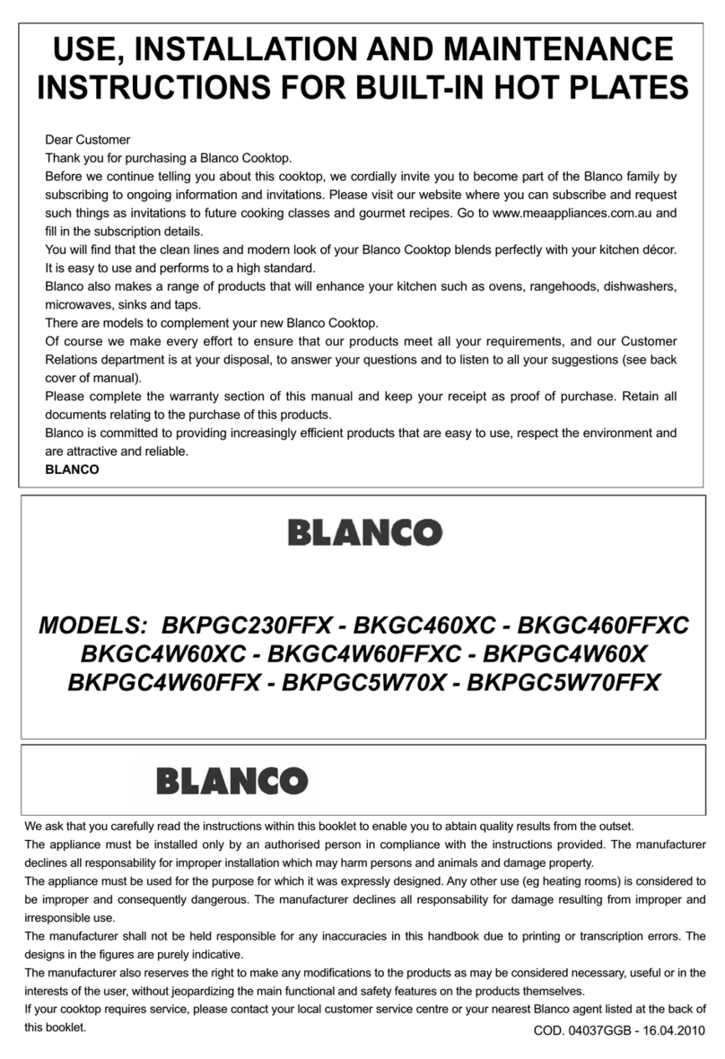 Blanco BKPGC230FFX Use, installation and maintenance instructions
