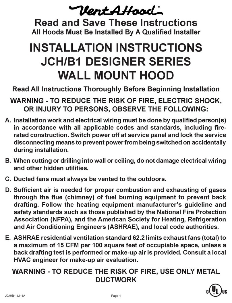 VentAHood JCH/B1 Series installation instructions