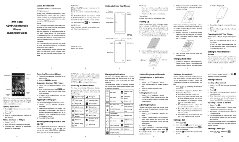 Zte N818 quick start guide