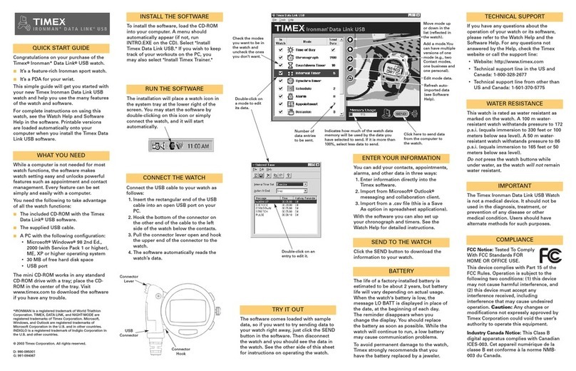 Timex Ironman Data Link USB User manual
