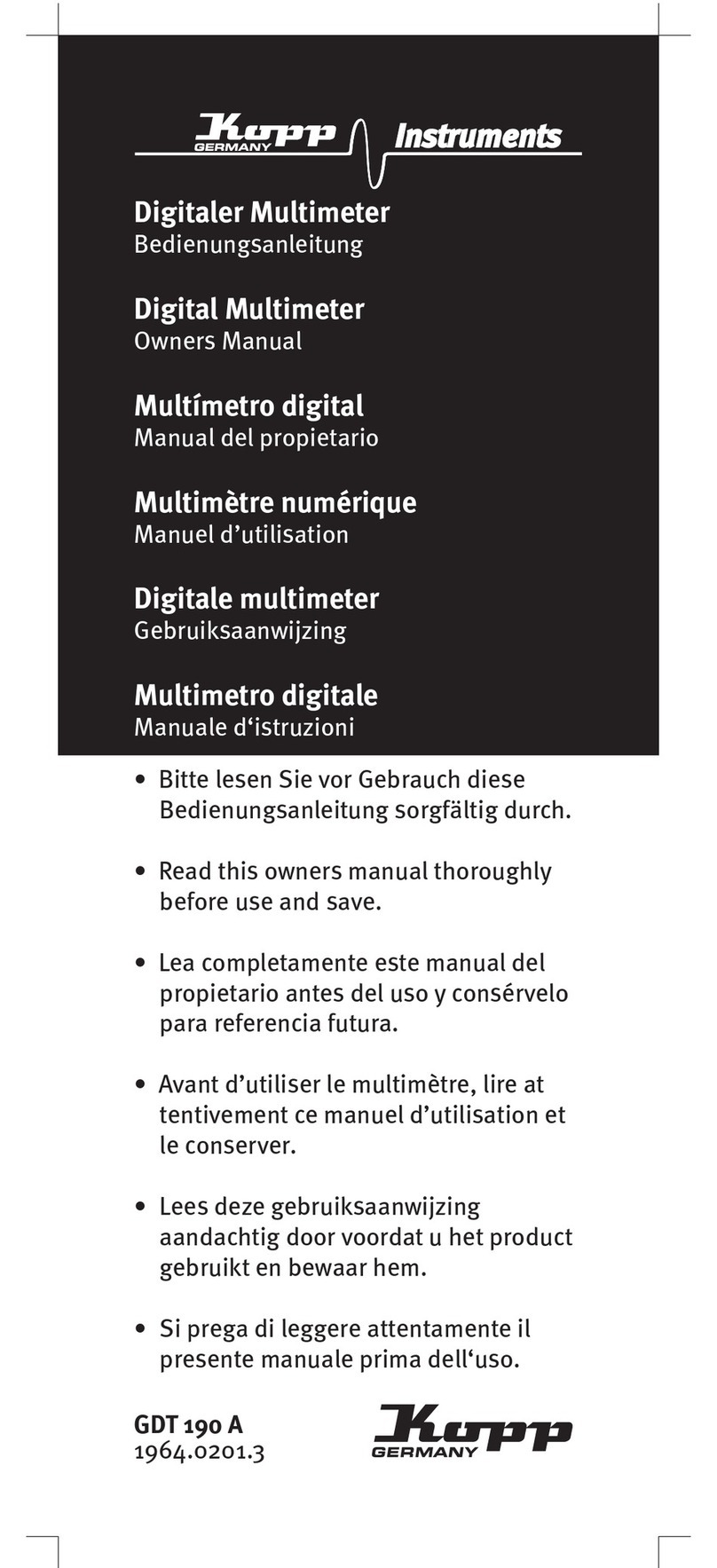 Kopp GDT 190 A User manual