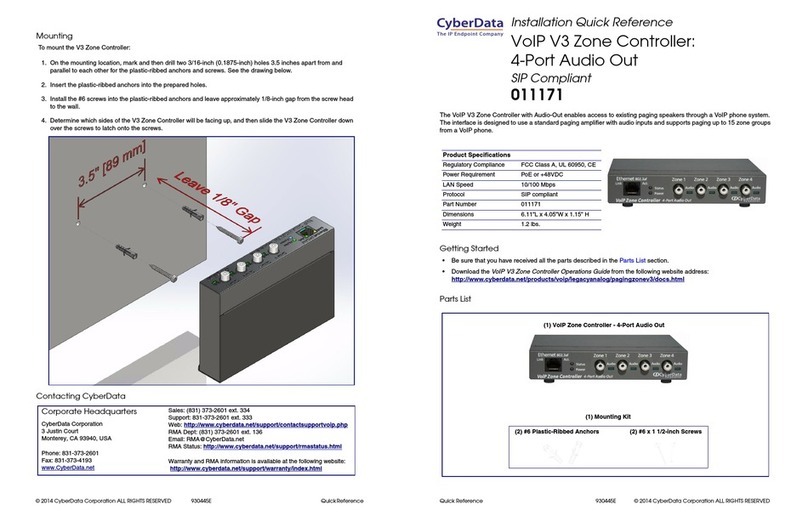 CyberData V3 Keypad Manual