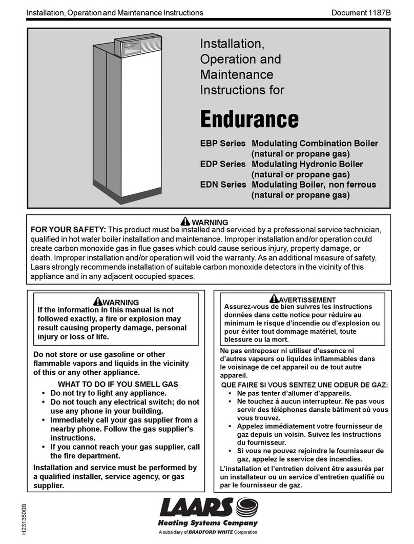 Laars EBP0110 Installation, operation and maintanance manual
