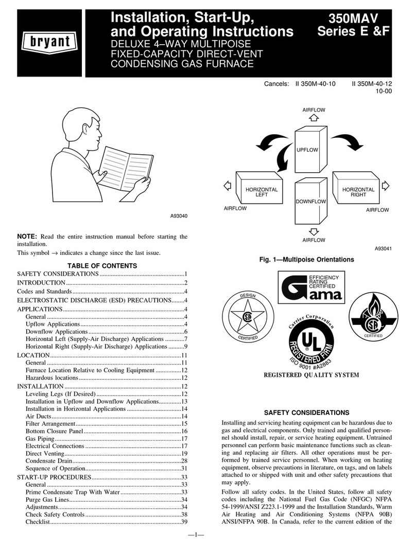 Bryant CONDENSING GAS FURNACE 350MAV Instructions and recipes