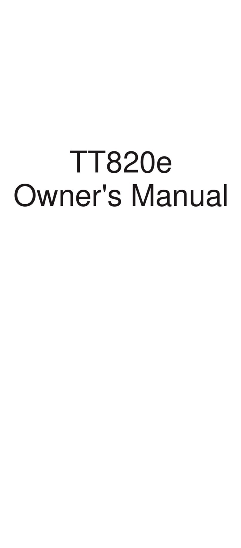 NEC TT820e owner's manual