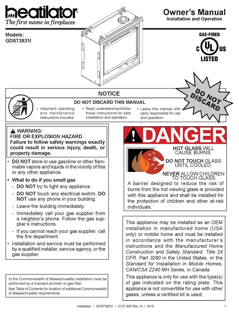 Heatilator Gas Fireplace GDST3831I User manual