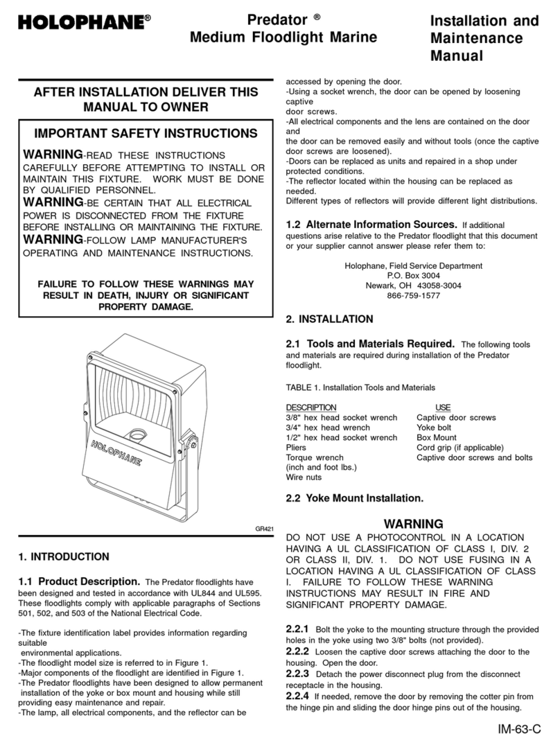 HOLOPHANE Predator Medium Floodlight Marine Manual