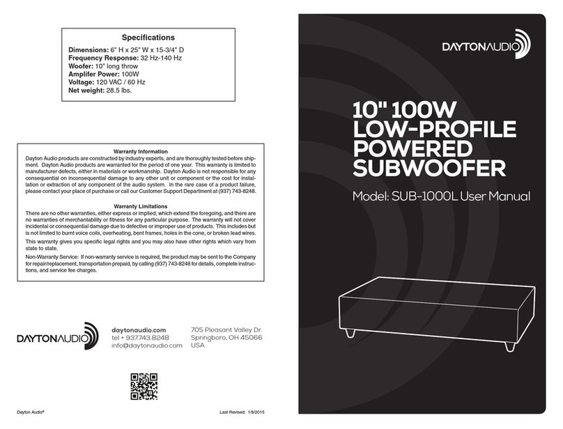 DaytonAudio SUB-1000L User manual DaytonAudio SUB-1000L User manual