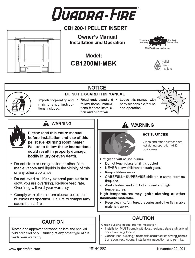 Quadra-Fire PELLET INSERT CB1200MI-MBK Owner's manual installation and operation