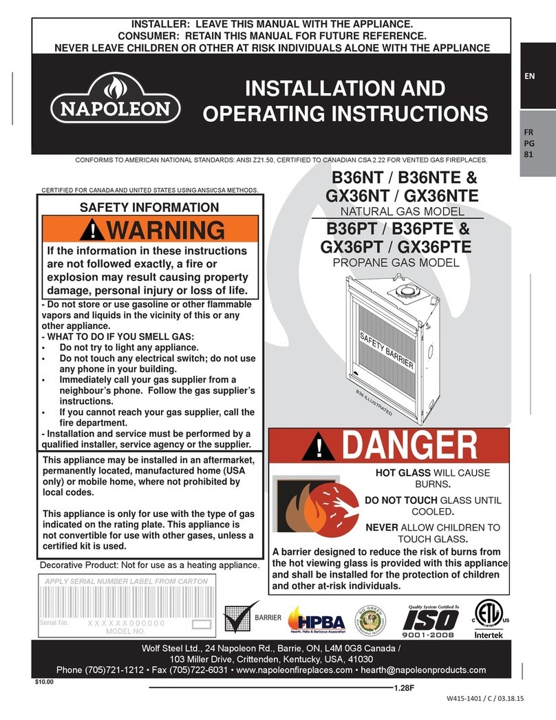 Napoleon B36NT Installation and operating instructions Napoleon B36NT Installation and operating instructions