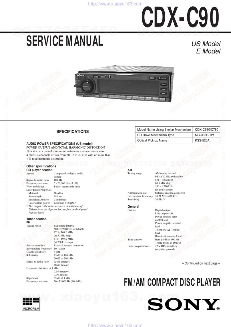 Sony CDX-C90 - Fm/am Compact Disc Player Service manual