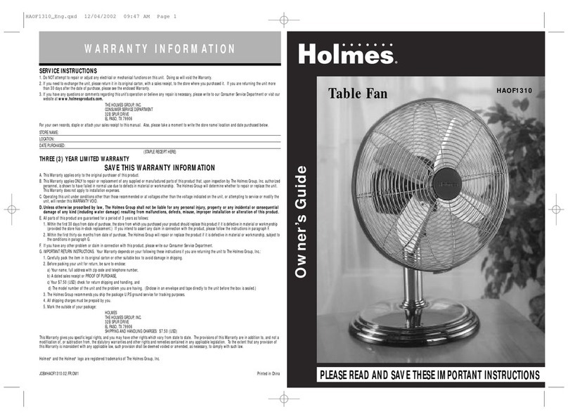Holmes HAOF1310 owner's guide