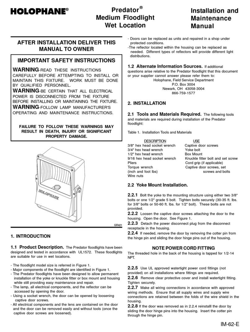HOLOPHANE Predator Medium Floodlight Wet Location Manual