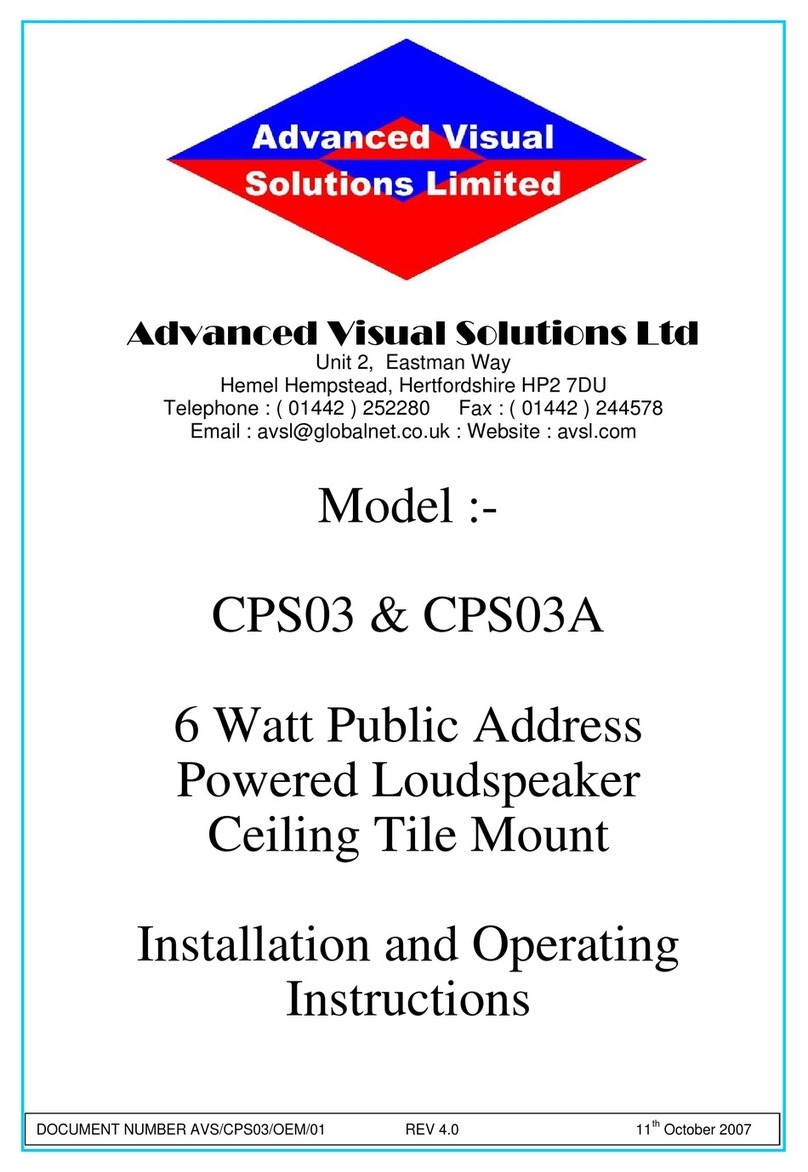 Advanced Visual Solutions CPS03 Installation and operating instructions