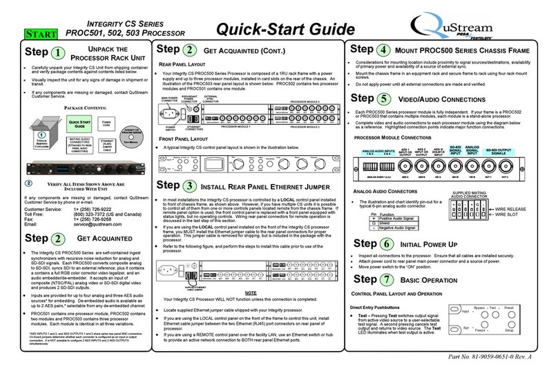 QuStream INTEGRITY CS SERIES PROC501 quick start guide