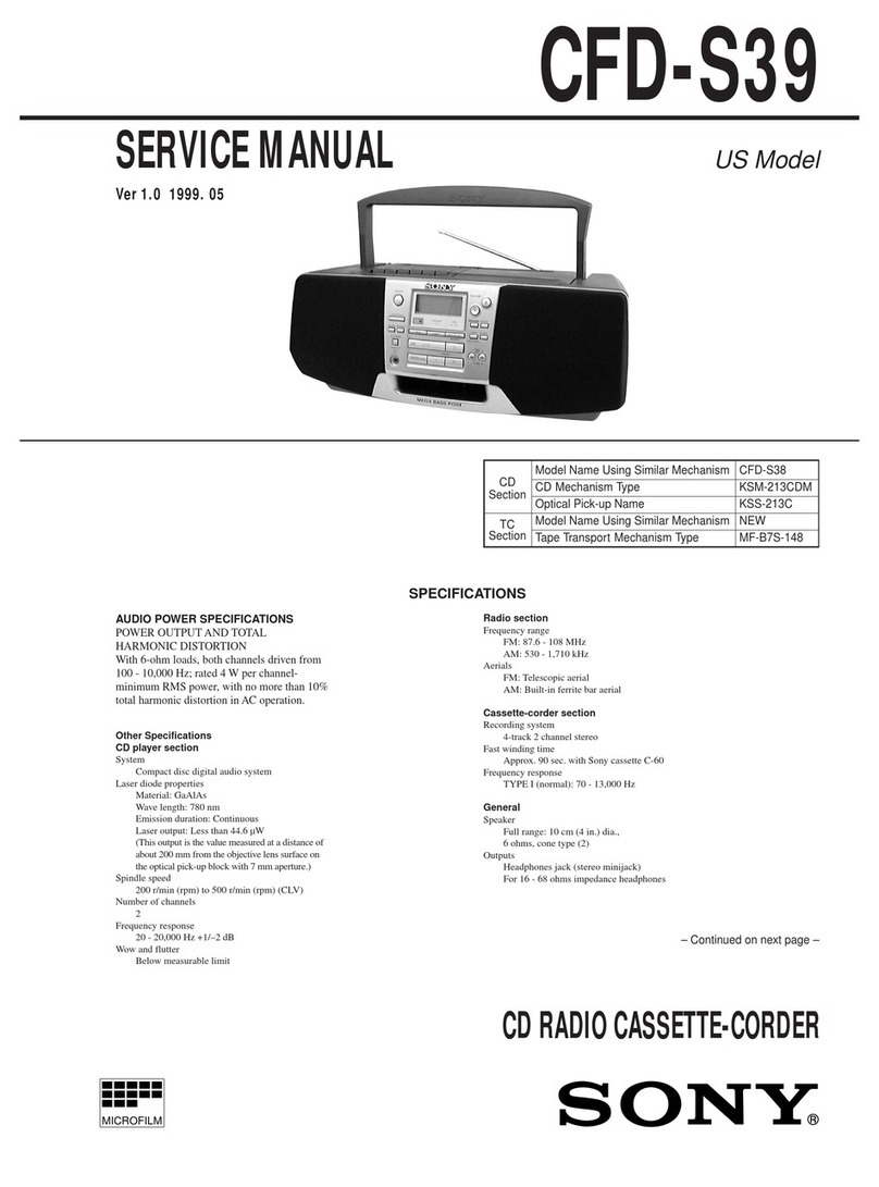 Sony CFD-S39 - Cd Radio Cassette-corder User manual