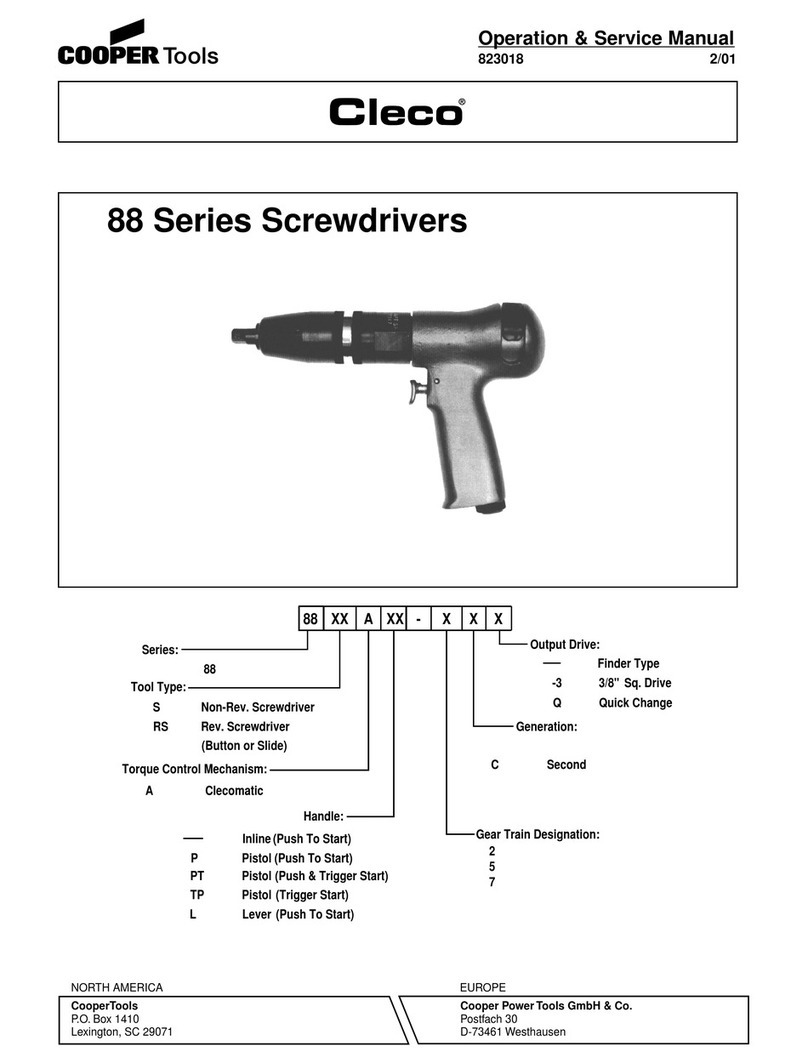 Cooper Tools Cleco 88 Series Operation & service manual