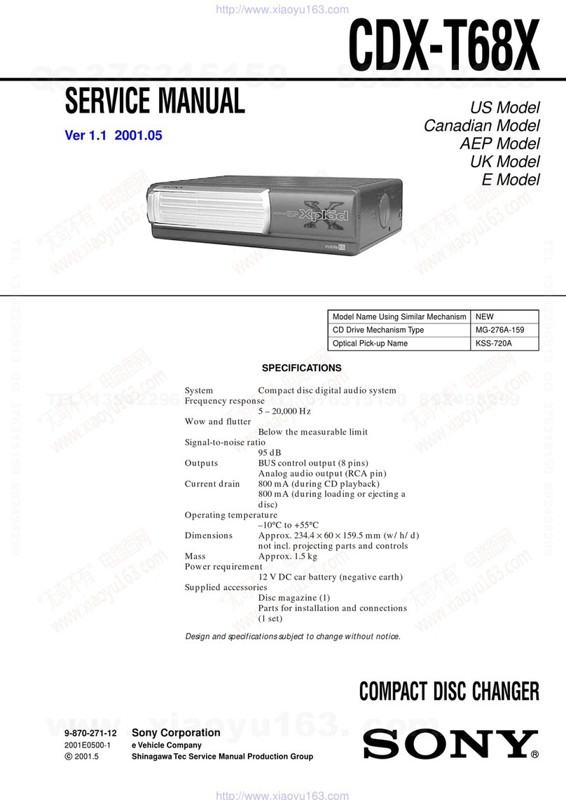 Sony CDX-T68X - Mobile Cd Changer User manual