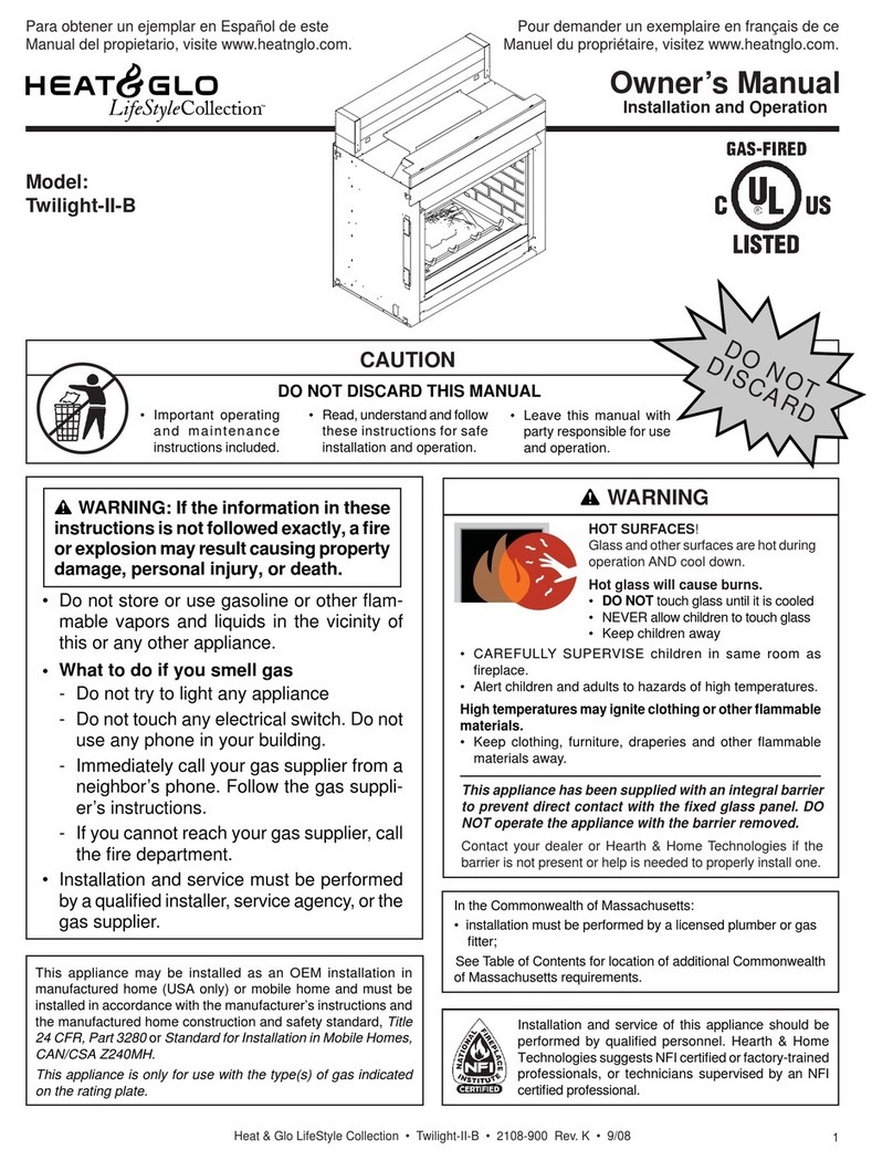 Heat & Glo LifeStyle Twilight-II-B owner's manual