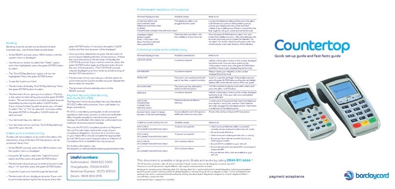 barclaycard Countertop Quick set-up guide and fast facts guide