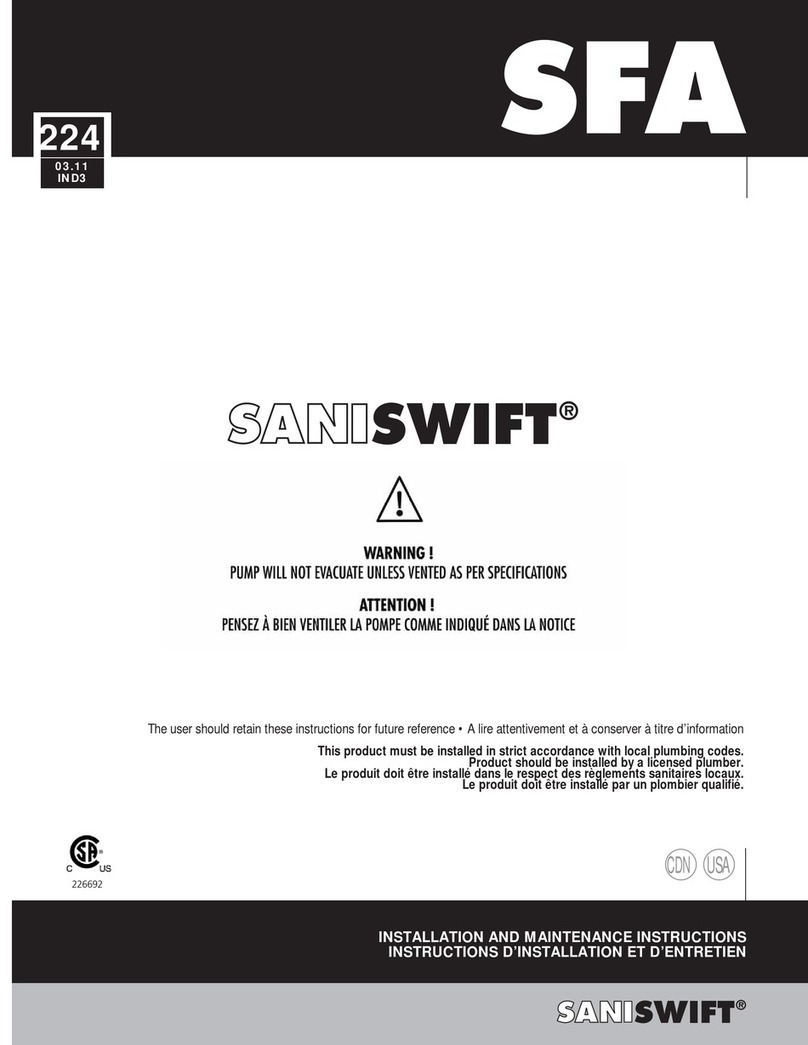 SFA-SANIFLO SANISWIFT Installation and maintenance instructions