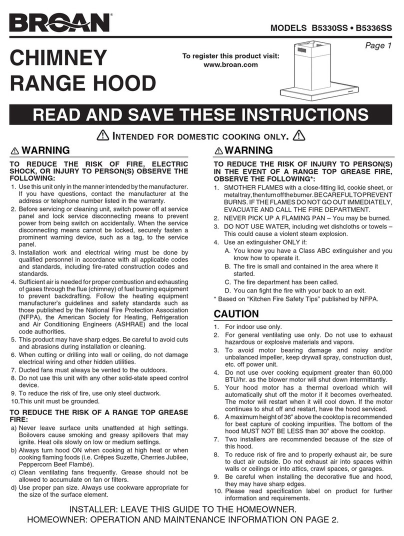 Broan B5330SS User manual