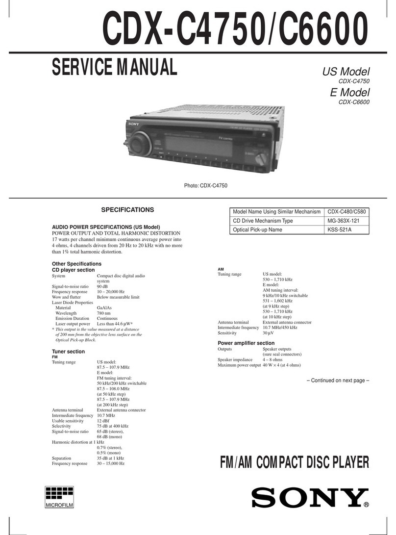 Sony CDX-C4750 - Fm/am Compact Disc Player Service manual