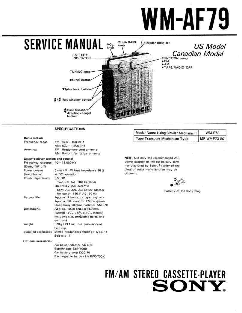 Sony Walkman Outback WM-AF79 Service manual