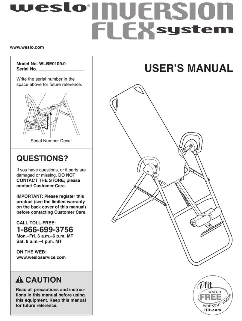 Weslo Inversion Flex WLBE0109.0 user manual Weslo Inversion Flex WLBE0109.0 user manual