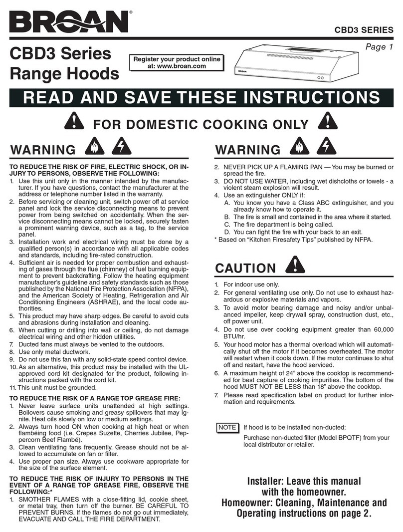 Broan CBD3 Series User manual