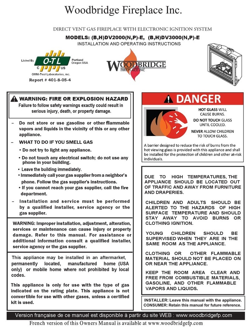Woodbridge Fireplace BDV2000NE Installation and operating instructions Woodbridge Fireplace BDV2000NE Installation and operating instructions