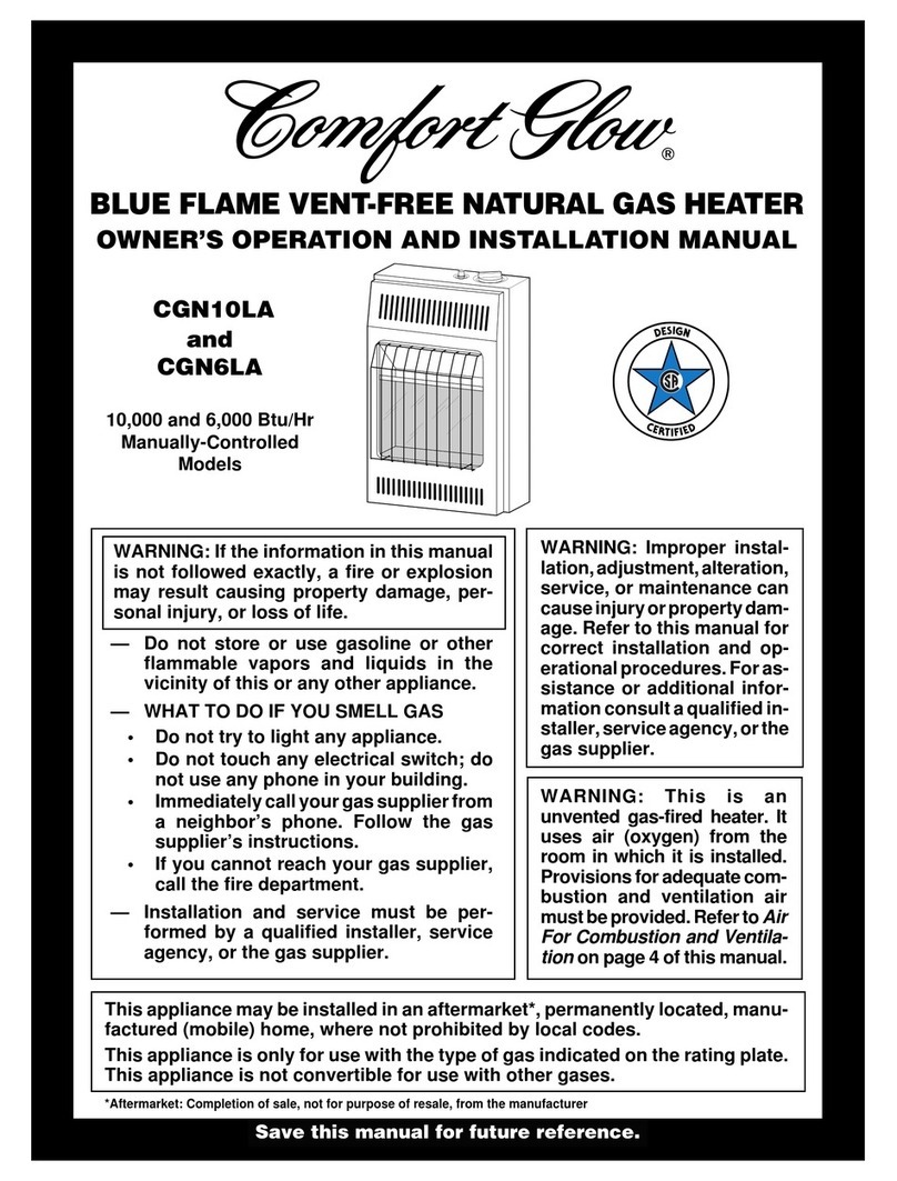 Comfort Glow CGN10LA OWNER'S OPERATION AND INSTALLATION MANUAL