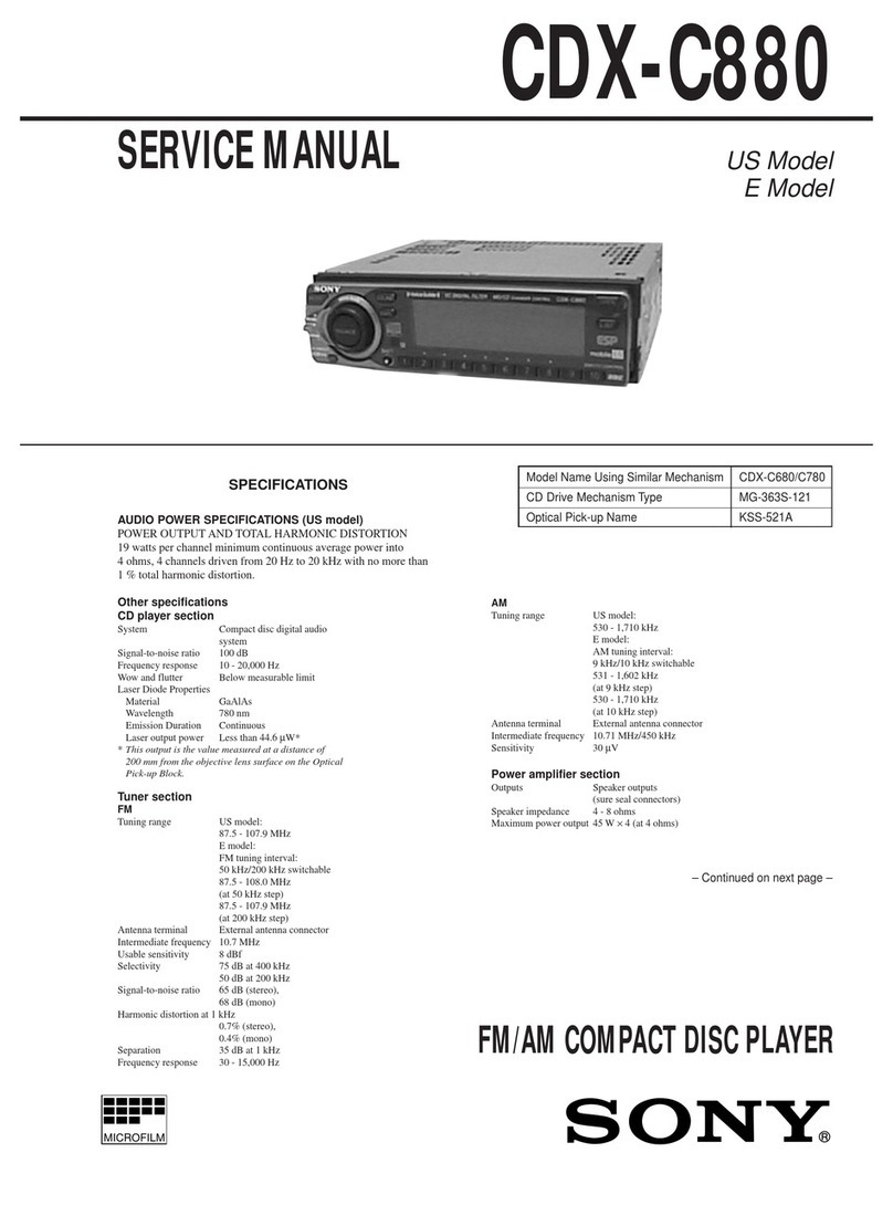 Sony CDX-C880 - Fm/am Compact Disc Player User manual